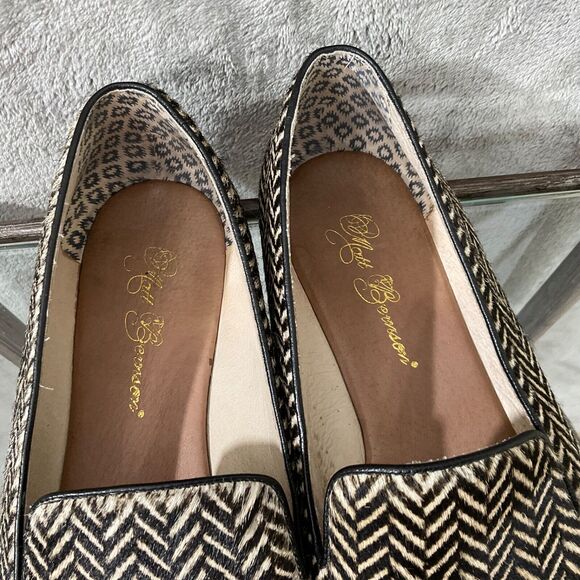 Matt Bernson Calf Hair Herringbone Flats Shoes Women's Size 8 Brown/Black - Picture 4 of 16